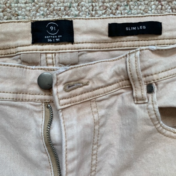 Cotton On Mens Ripped Jeans Khaki Tan Size 36 Slim - Picture 5 of 5